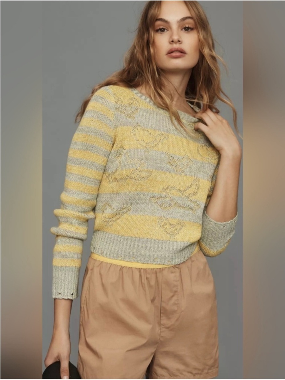 Pilcro x Anthropologie Deconstructed Stripe Bird Sweater